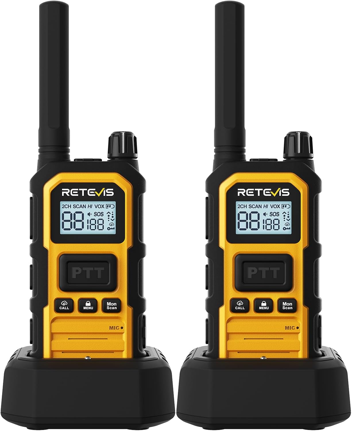 Retevis RB48PLUS GMRS Walkie Talkies Long Range,IP67 Waterproof 2 Way Radio | Repeater Capable, Dual PTT, Vibration Alert, NOAA, SOS, for Hurricane Preparedness, Emergency Communication, Outdoor, 2 Pack