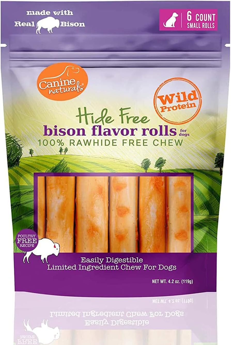 Canine Naturals Rawhide Free Chicken Recipe Dog Chews, Mini Rolls, 6 Count