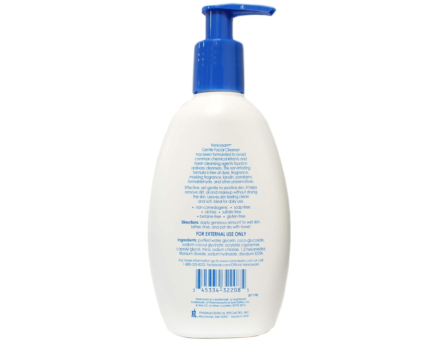 Vanicream Gentle Facial Cleanser for Sensitive Skin, 8 Oz (Pack of 3), Unscented, 24 Fl Oz