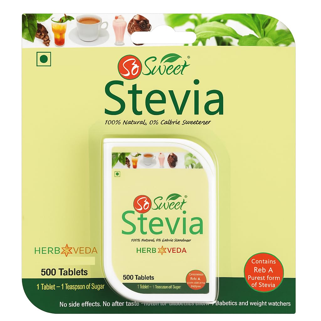 So Sweet Stevia 500 Tablet Dispenser - Natural Sweetener, Zero Calories, Keto-Friendly, Sugar Substitute, No Artificial Flavors, Convenient Travel Size