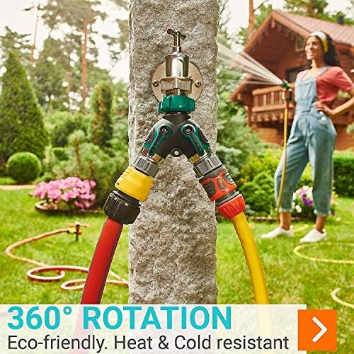 Garden Hose Splitter 2 Way Heavy Duty, Strong & Durable Garden Y Hose Splitter Connector Metal Body, Faucet Splitter, Hose Adapter, Water Tap Outdoor