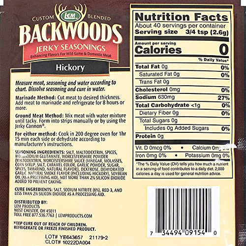 LEM Backwoods Hickory Jerky Seasoning, 3.6oz (103g)