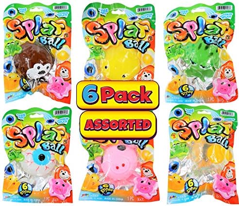 JA-RU SPLAT Ball Sticky & Stretchy (Pack of 6 Assorted) Sensory 5303-6p p