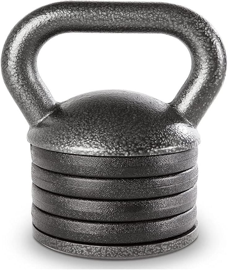 Apex 20lb Adjustable Cast Iron Kettlebell Handle, Compatible with 1” Weight Plates, Up to 50lb Load Capacity for Strength Training, Weightlifting