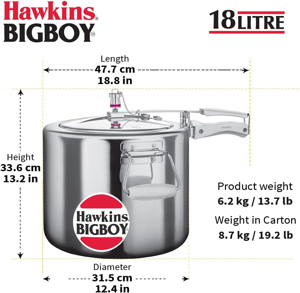 Hawkins Bigboy Aluminum Pressure Cooker, 14 Litres
