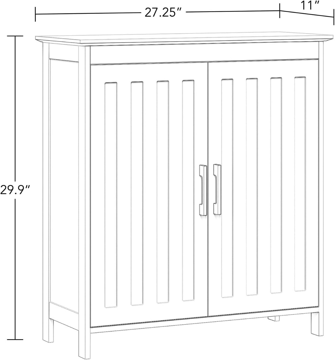 RiverRidge Monroe Two-Door Bathroom Floor Storage Cabinet - White | Linen Cabinet with Adjustable Interior Shelf and Soft Close Hinges