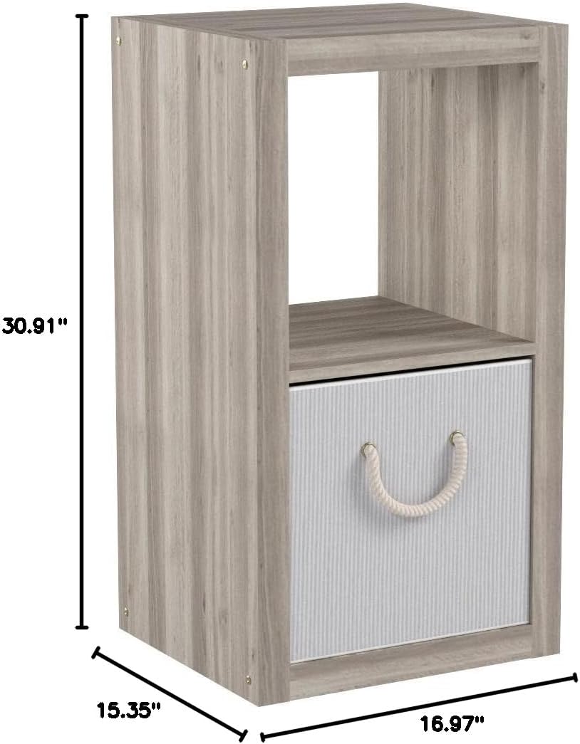 Better Homes and Gardens.. Bookshelf Square Storage Cabinet 4-Cube Organizer (Weathered) (White, 4-Cube) (Rustic Gray, 2-Cube)