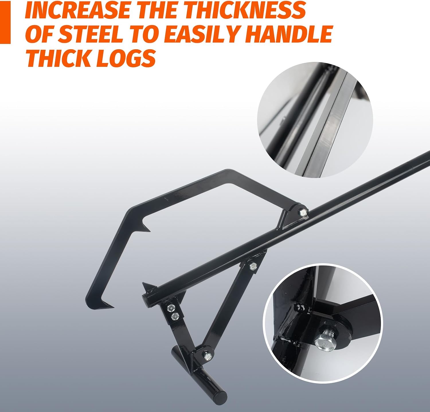 Faeshoo Timberjack Log Roller Lifter, Adjustable Logging Tools Log Rollers Cant Hook, Heavy Duty Steel Log Jack for Rolling Logs Ups to 25" in Dia