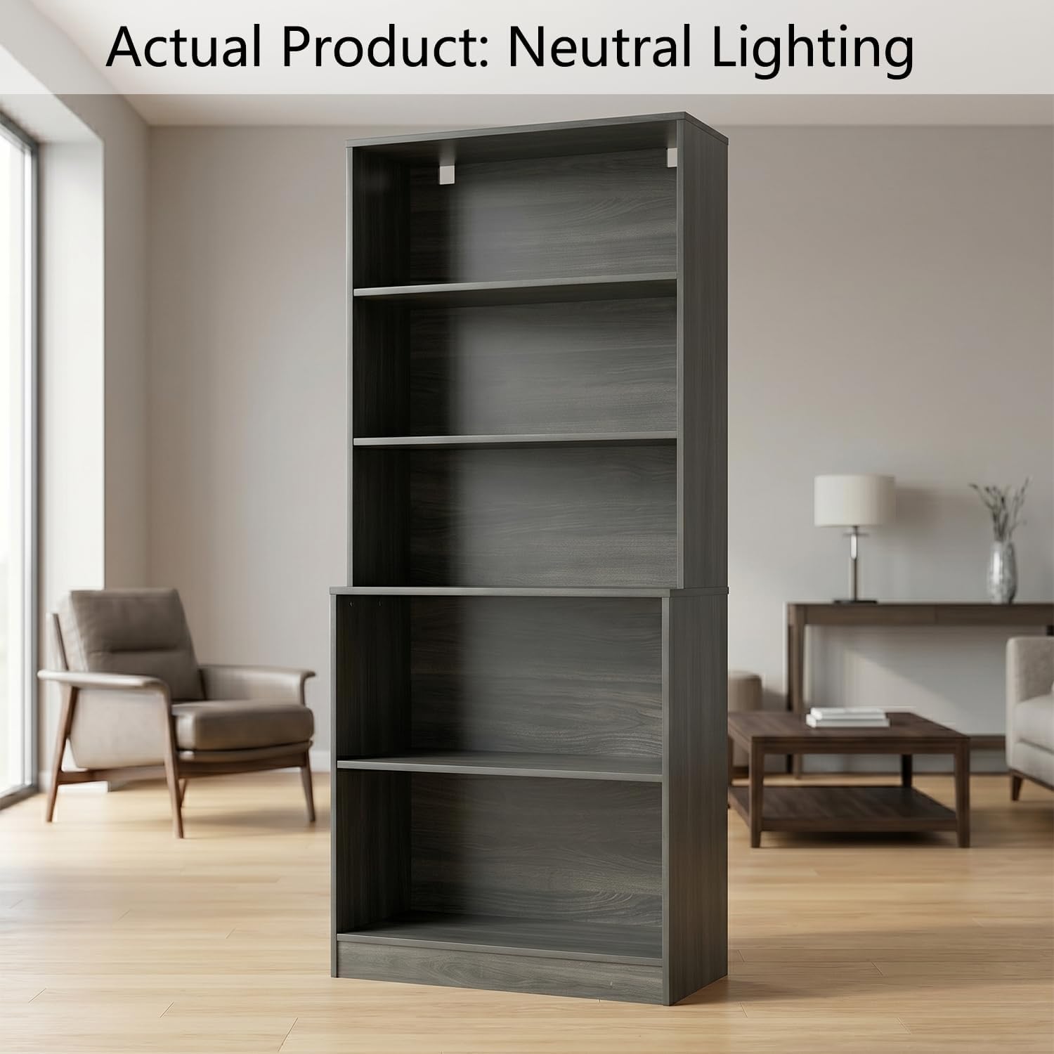 holzart 71" Tall Book Shelf, 5 Tier Large Bookshelf, Standing Wood Display Book Shelf for Living Room, Office, Library with Doors, 31.5" W x 70.87" H x 11.81" D, White