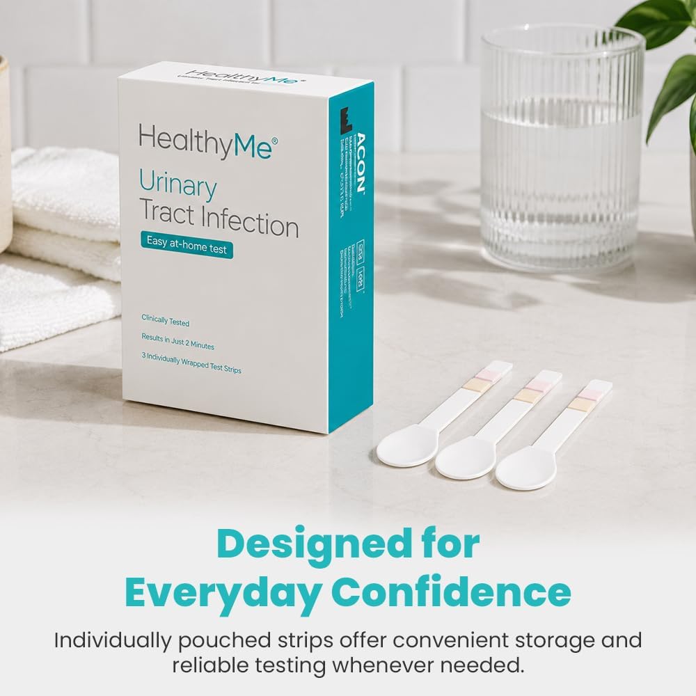 HealthyMe Urinary Tract Infection (UTI) Test Strips | 3 Individually Pouched, Self-Testing Strips, Accurate, Easy to Read, Results in 2 Minutes