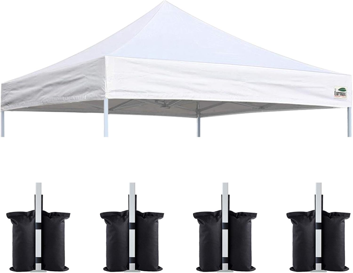 Eurmax USA 10x10 Pop Up Canopy Replacement Top,Universal Instant Canopy Cover ONLY,Heavy Duty UPF 50+ UV Protection,Water & Wind Resistant Tarp,30+ Colors Available,Bonus 4 Sand Bags (White)