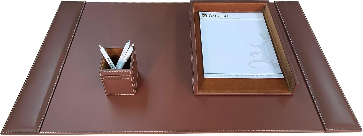Dacasso Rustic Brown Leather Desk Set, 3-Piece (D3237)