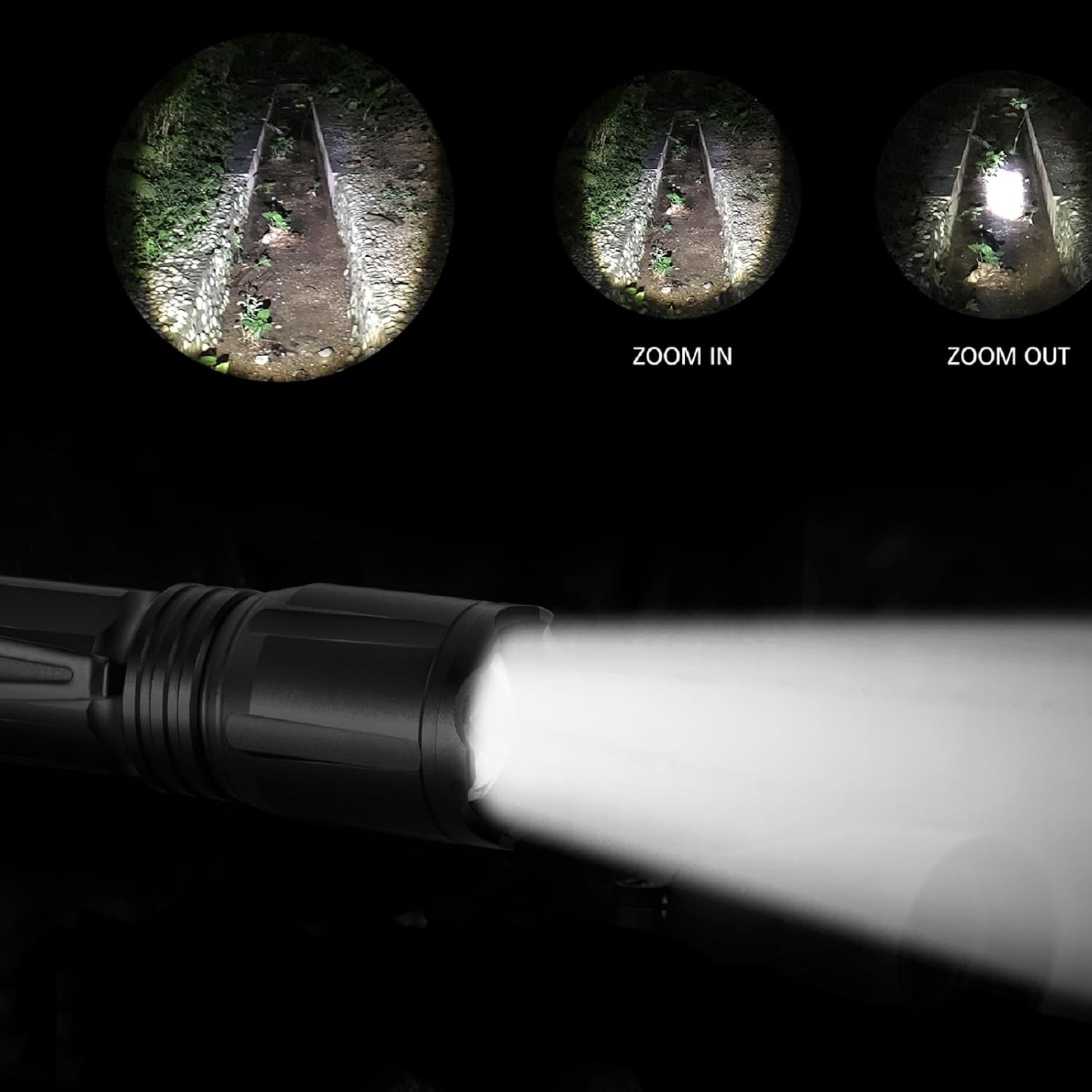 Upgraded Zoomable Red Flashlight, 4 Color in 1 | Green Red Blue White Multi-Color RGBW LED, Memory Function, Night Vision, Fishing, Astronomy