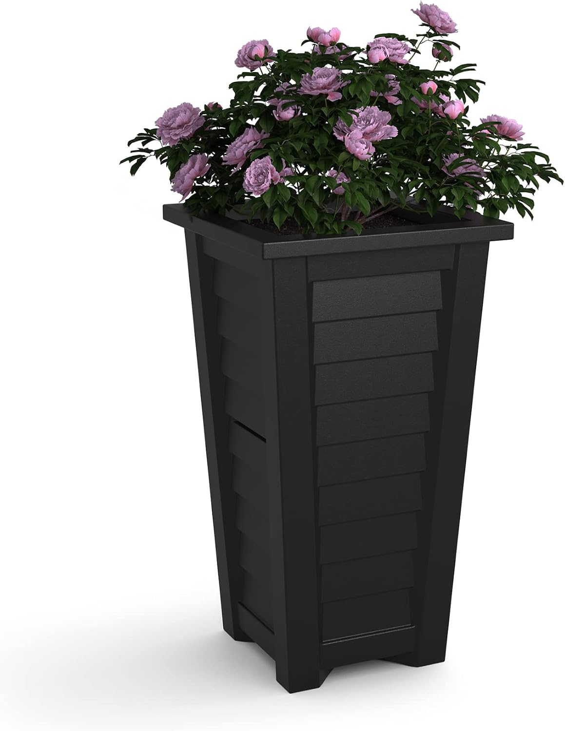 Mayne Lakeland 28in Self-Watering Tall Square Planter, White | Self-watering, All season, Fade resistant, Reversible planting shelf, 15-year warranty