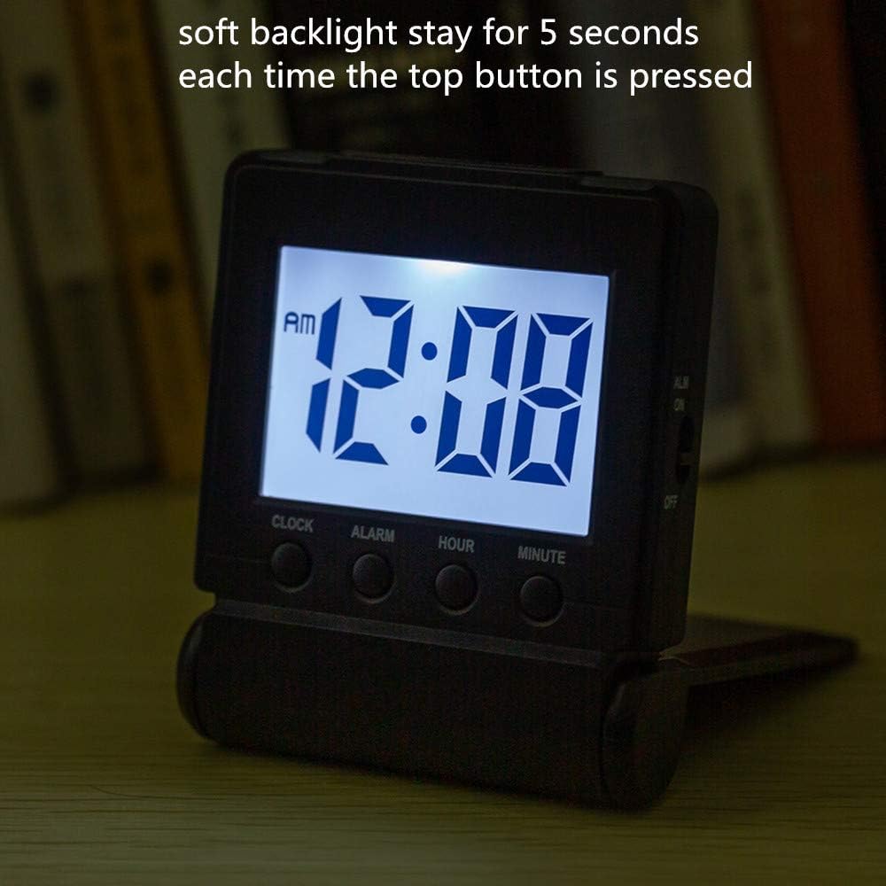 Compact Digital Travel Alarm Clock with High/Low Volume Options, Simple to Set, Easy to Read, Bold Digits, Snooze Backlight, Quality Construction