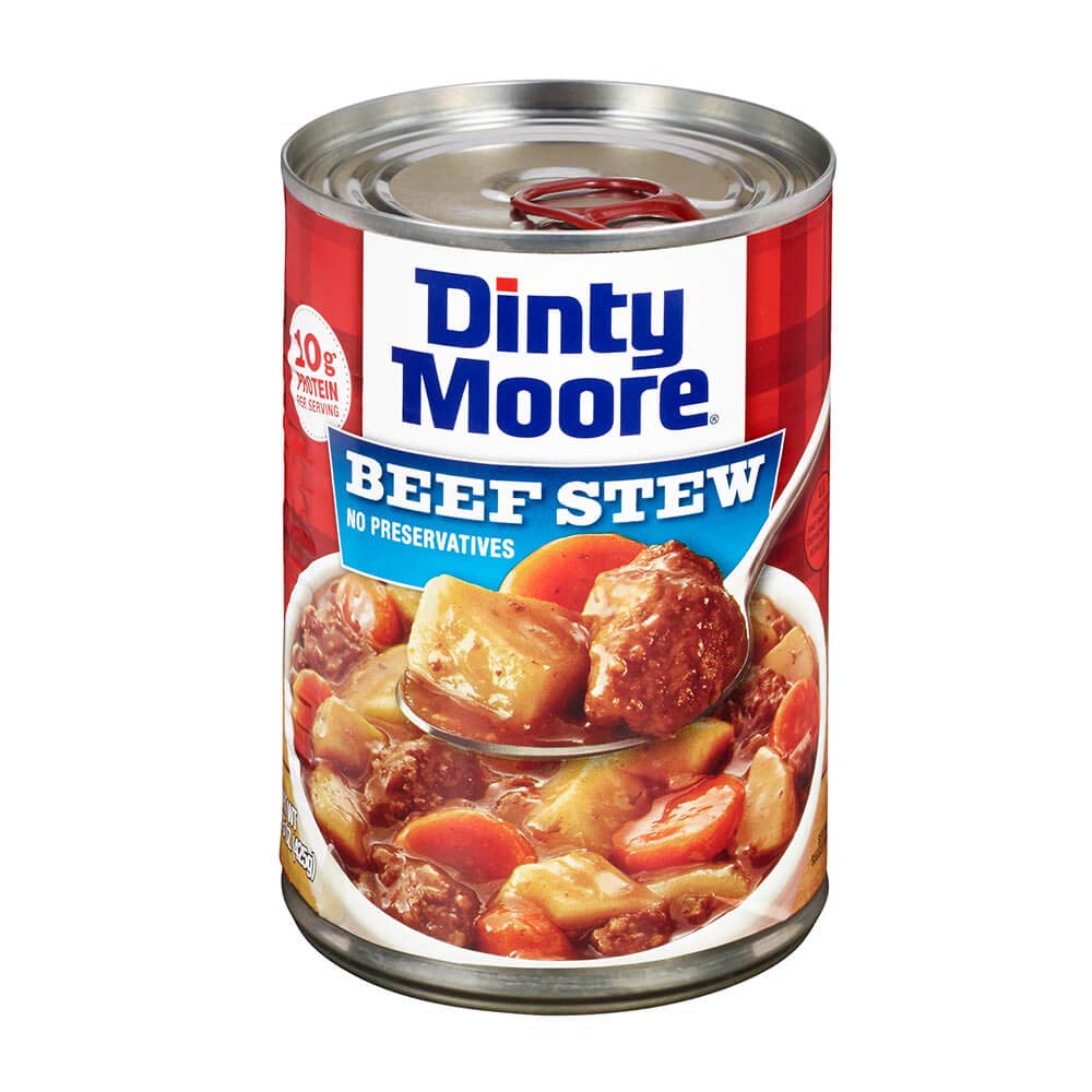 DINTY MOORE Beef Stew, 15 oz (12 Pack), With Fresh Potatoes & Carrots | Fully Cooked & Ready-To-Eat, Gluten-Free, 10g Protein, No Preservatives, Perfect for Noodles, Biscuits & Hot Pies