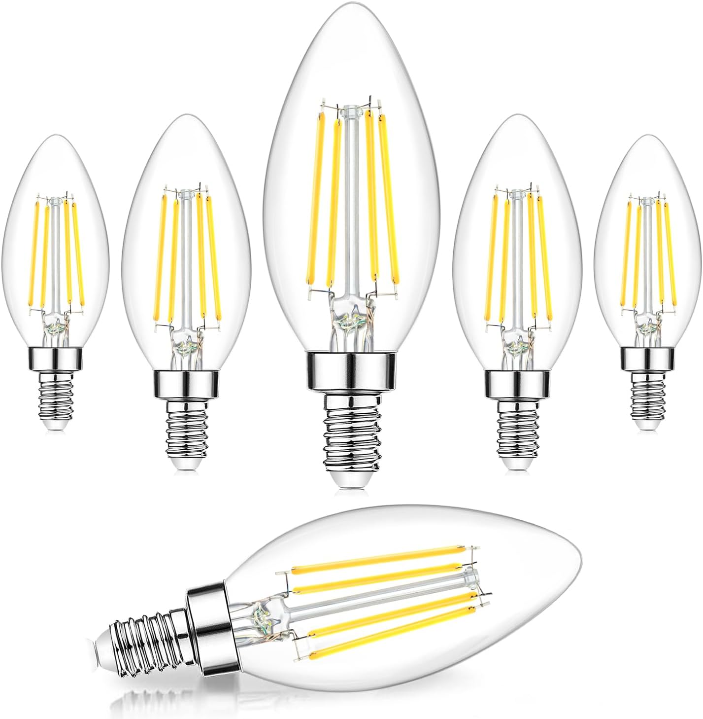 BesLowe 12-Pack Dimmable E12 LED Candelabra Bulbs 60W Equivalent, 2700K