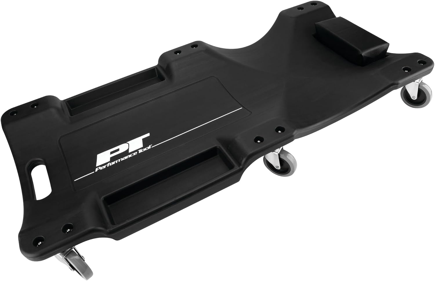 Performance Tool W85014 38 in. Low-Profile Automotive Mechanics Creeper | Oversized x-frame low profile creeper with 2-inch extra cushion padding. 5-inch jumbo swivel casters. 300 lb. capacity