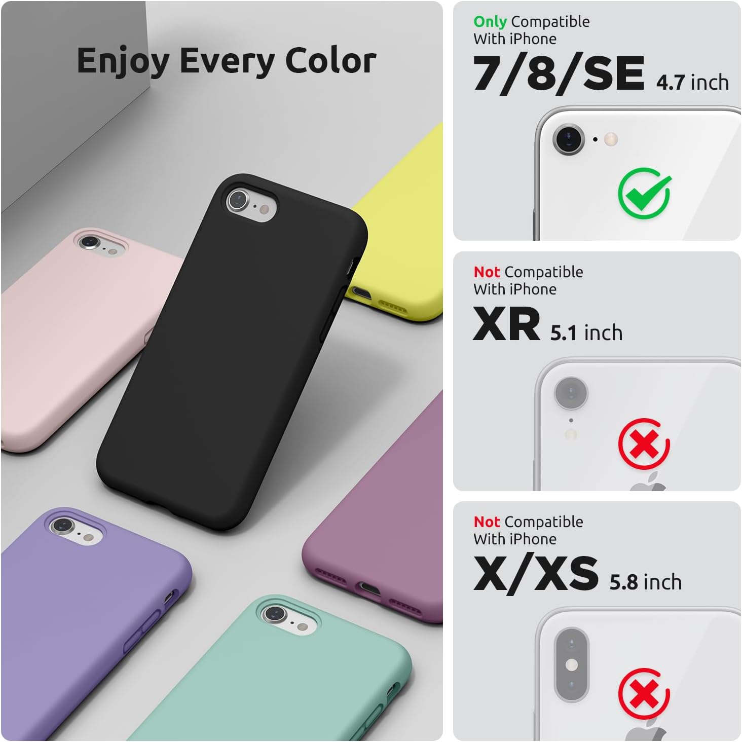 SURPHY Designed for iPhone SE Case, iPhone 8 Case, iPhone 7 Case, Liquid Silicone Phone Case for iPhone se 3rd 2nd SE 2022 SE 2020, Blue