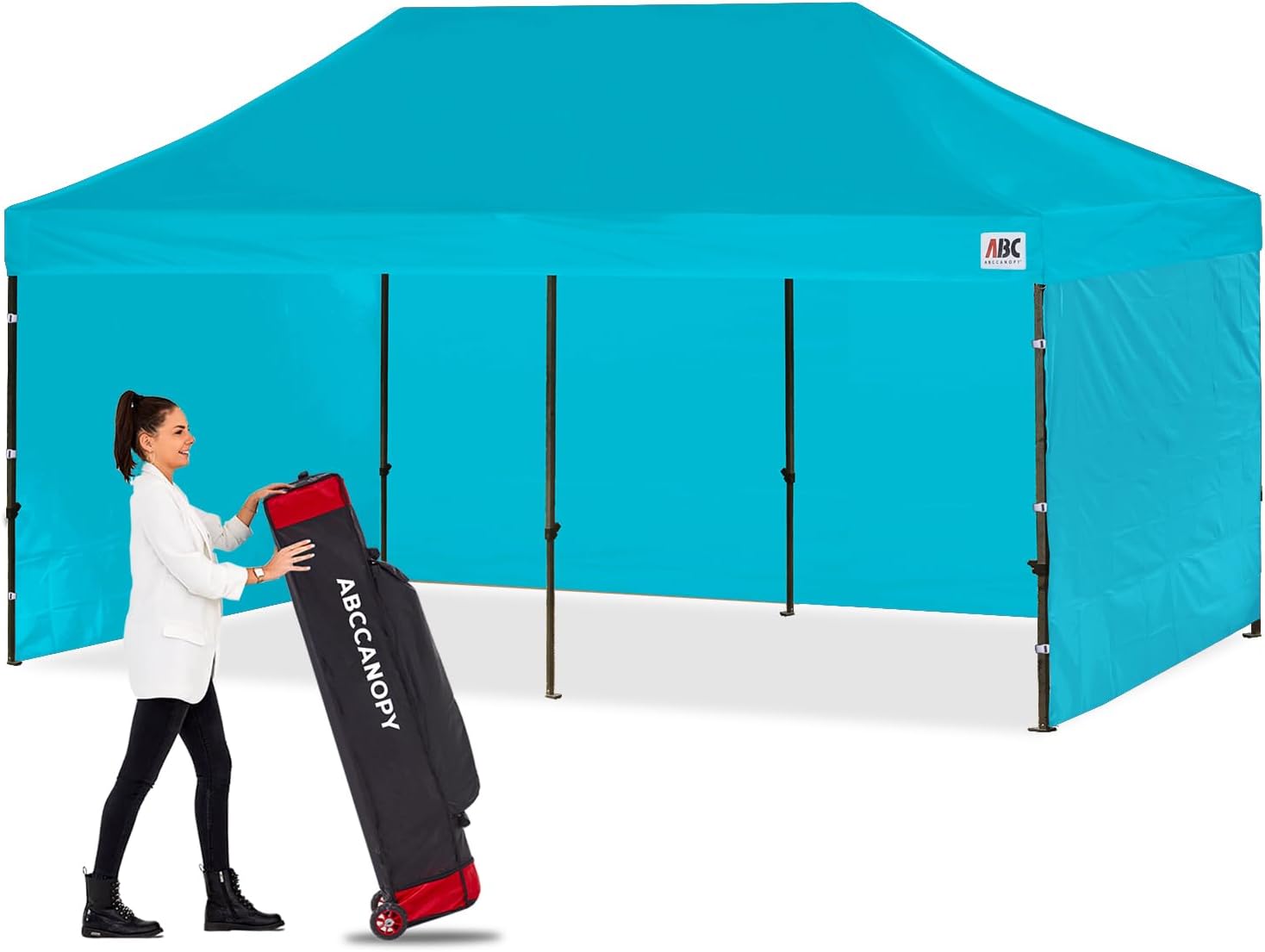 ABCCANOPY Heavy Duty Easy Pop up Canopy Tent with Sidewalls 10x20, Turquoise