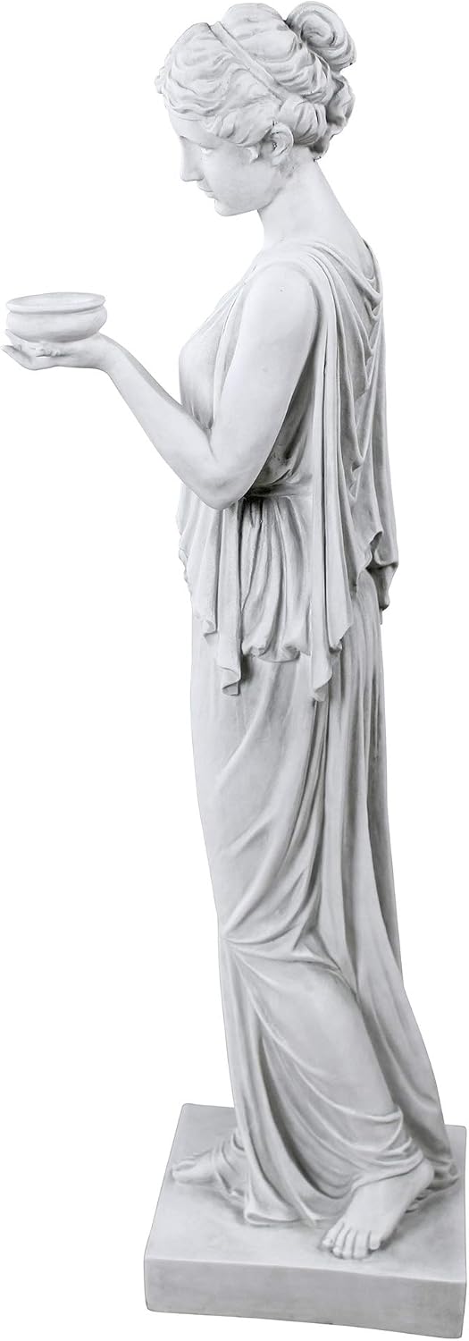 Design Toscano KY71304 Hebe Greek Woman Patron of Youth Indoor/Outdoor Garden Statue, Large Size, 10 inches Wide, 32 inches Tall, Handcast Polyresin, Antique Stone Finish
