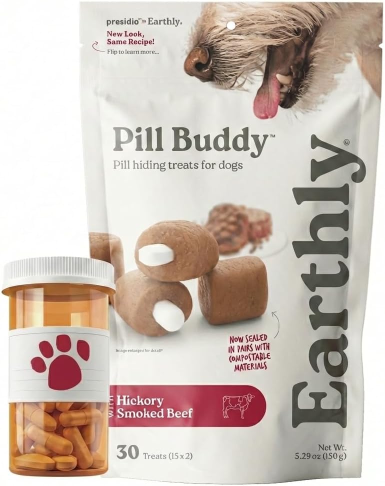 Presidio Earthly Pill Buddy Naturals - PB & Banana Recipe Pill Hiding Treats for Dogs - Make A Perfect Pill Concealing Pocket Or Pouch for Any Size Medication - 30 Servings