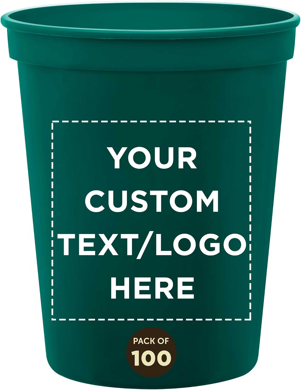 DISCOUNT PROMOS Custom Plastic Stadium Cups 16 oz. Set of 10/50/100, Personalized Bulk Pack - Perfect for Birthdays, Weddings, Picnic, Beach