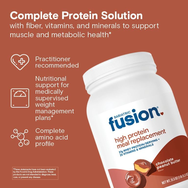 Bariatric Fusion Cappucino Meal Replacement 27g Protein Powder, 21 Serving Tub for Bariatric Surgery Patients Including Gastric Bypass and Sleeve Gastrectomy - No Gluten, Aspartame or Sugar
