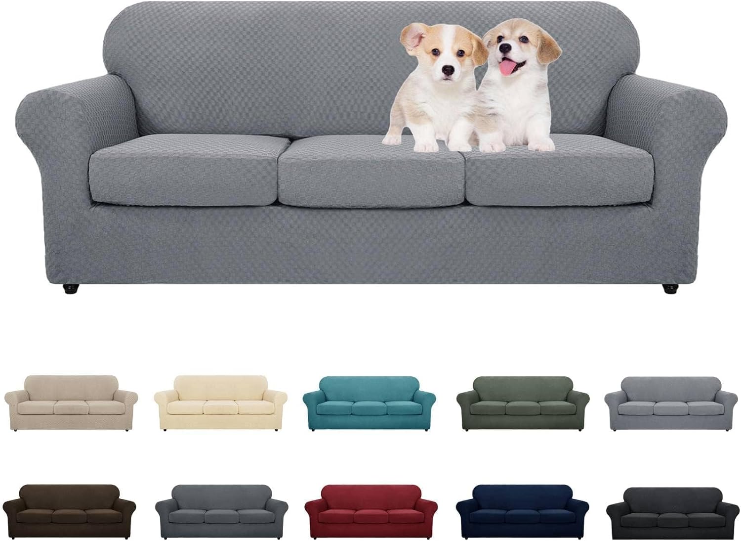MAXIJIN Latest Recliner Slipcovers for Living Room 4 Pieces Stretch Jacquard Recliner Chair Cover Soft Fitted Recliner Protector with Elastic Bottom