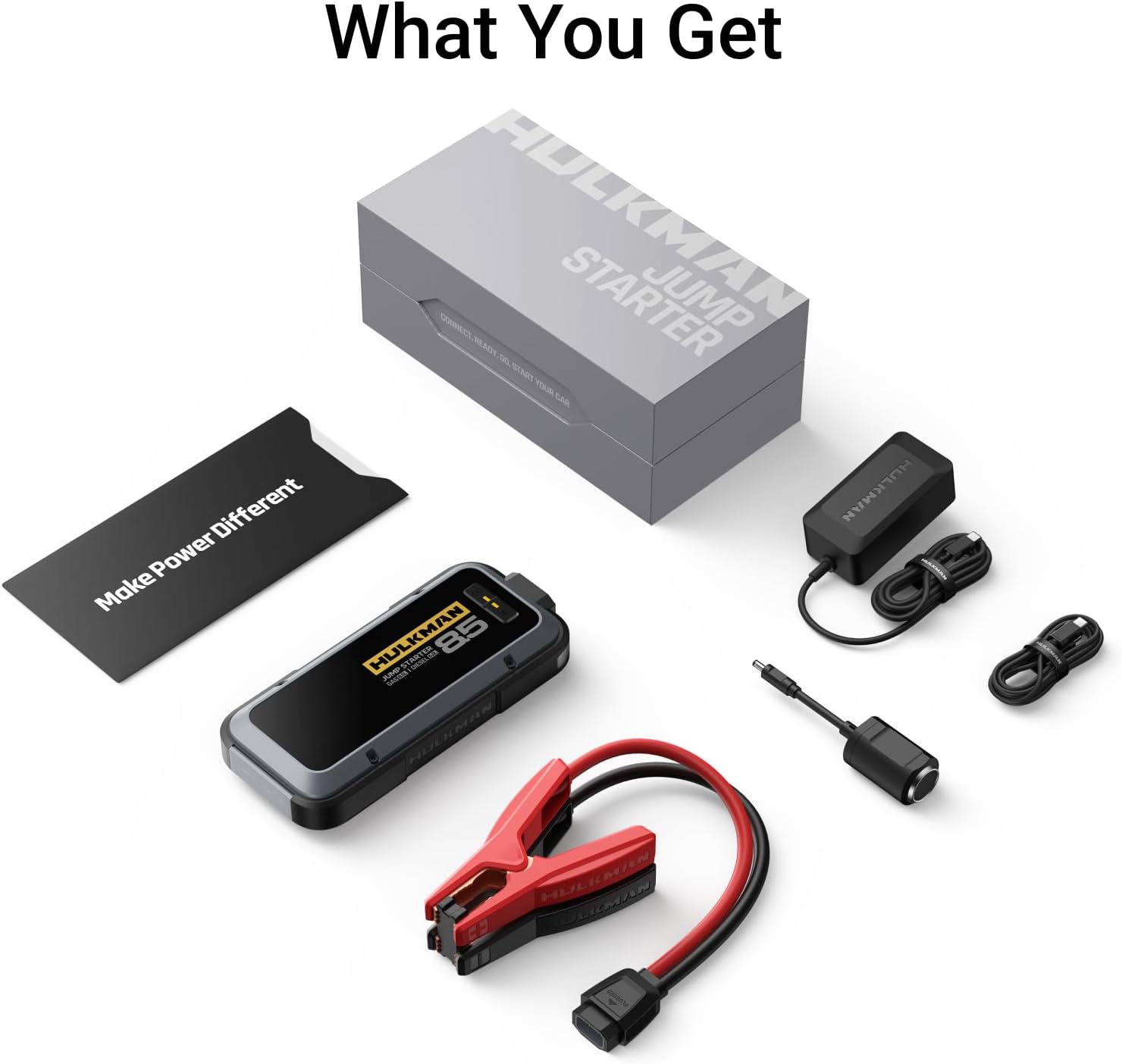 Hulkman Alpha85 Smart Portable Jump Starter, 2000A Battery Booster Pack with LED Display, Flashlight, 74Wh Power Bank & Jumper Cable