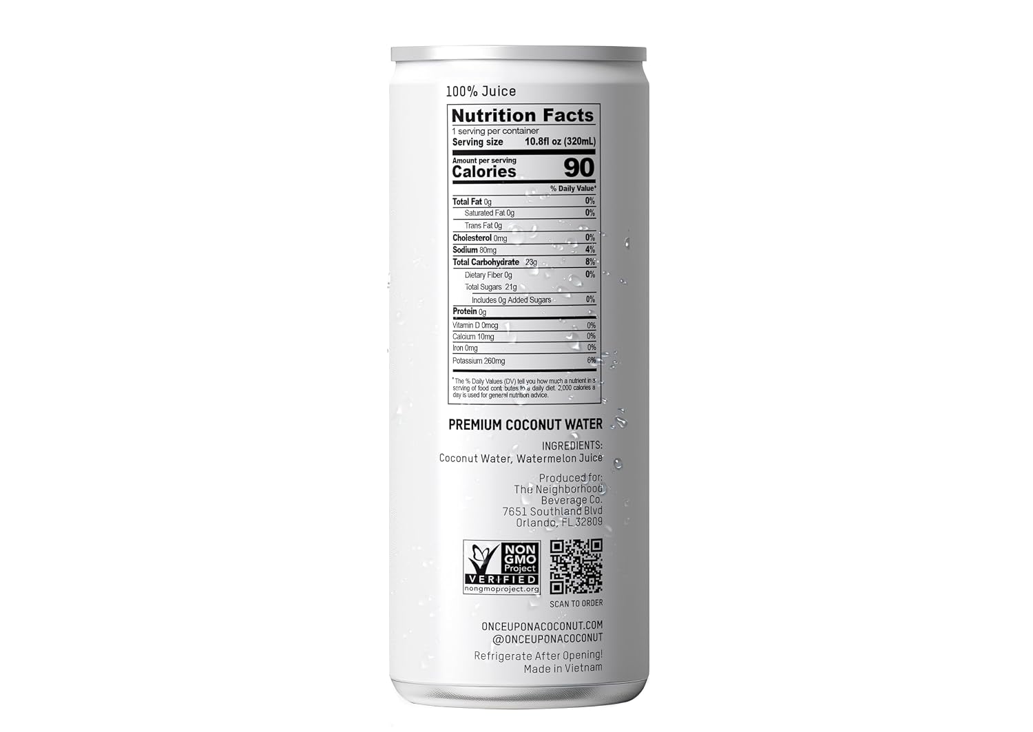 Once Upon a Coconut Premium Coconut Water - Low Calorie All-Natural Drink with Electrolytes - Non-GMO - Gluten-Free - 10.8 Fl Oz (Pack of 12)