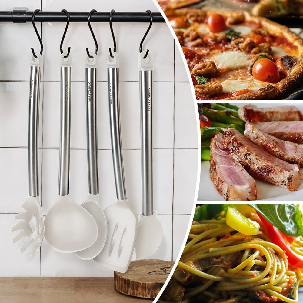 Kitchen Utensil Set-Silicone Cooking Utensils-33 Kitchen Gadgets & Spoons for Nonstick Cookware-Silicone and Stainless Steel Spatula Set-Best