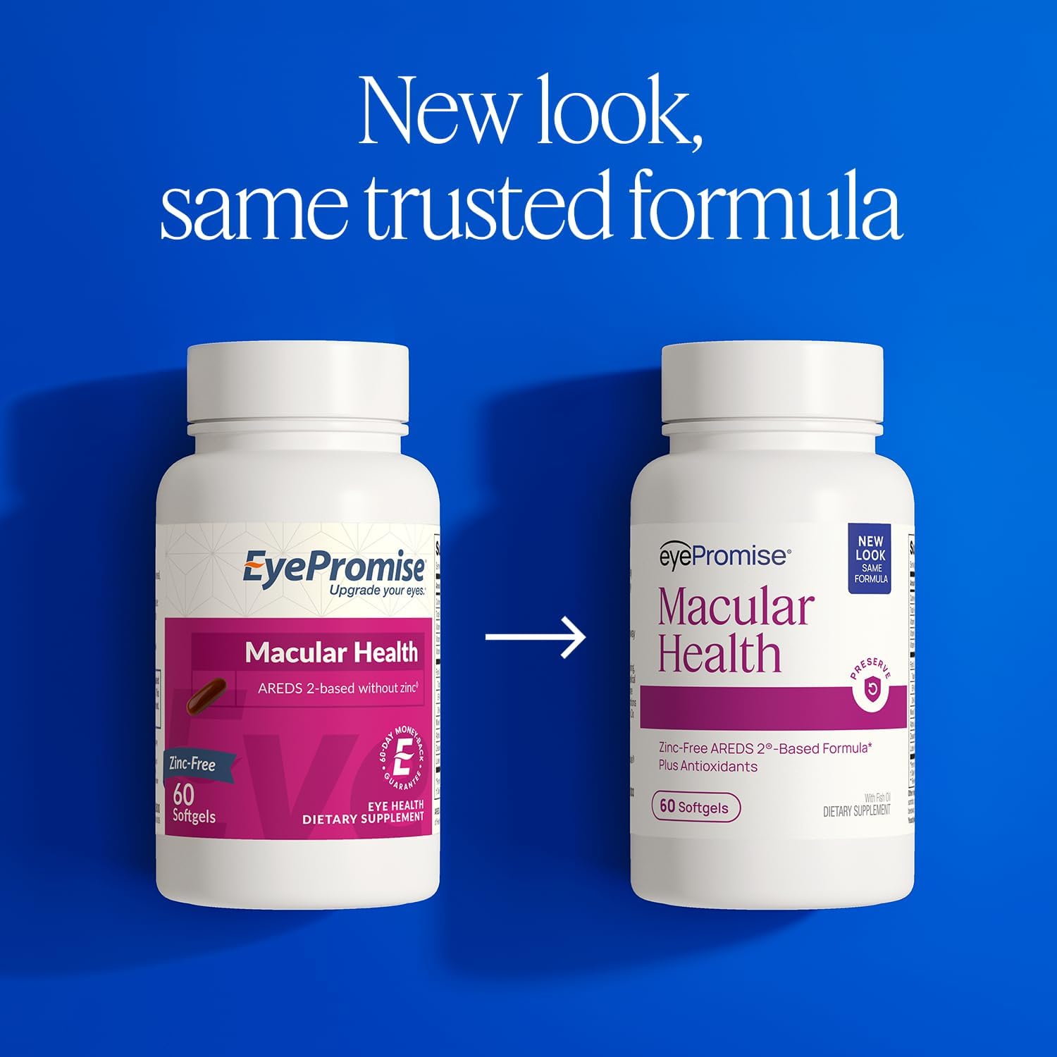 EyePromise Macular Health Eye Vitamins - 60 Softgels, 30-Day Supply | Zinc-Free Eye Health Supplements for Macular Support with Omega 3, Fish Oil