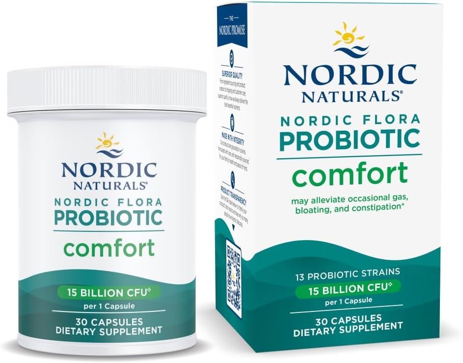 Nordic Naturals Nordic Flora Probiotic Daily, Immune Support - 60 Count | 4 strains, 12 billion CFU. Supports immune health, digestive wellness & optimal gut function. Vegan, Non-GMO. 30 servings.