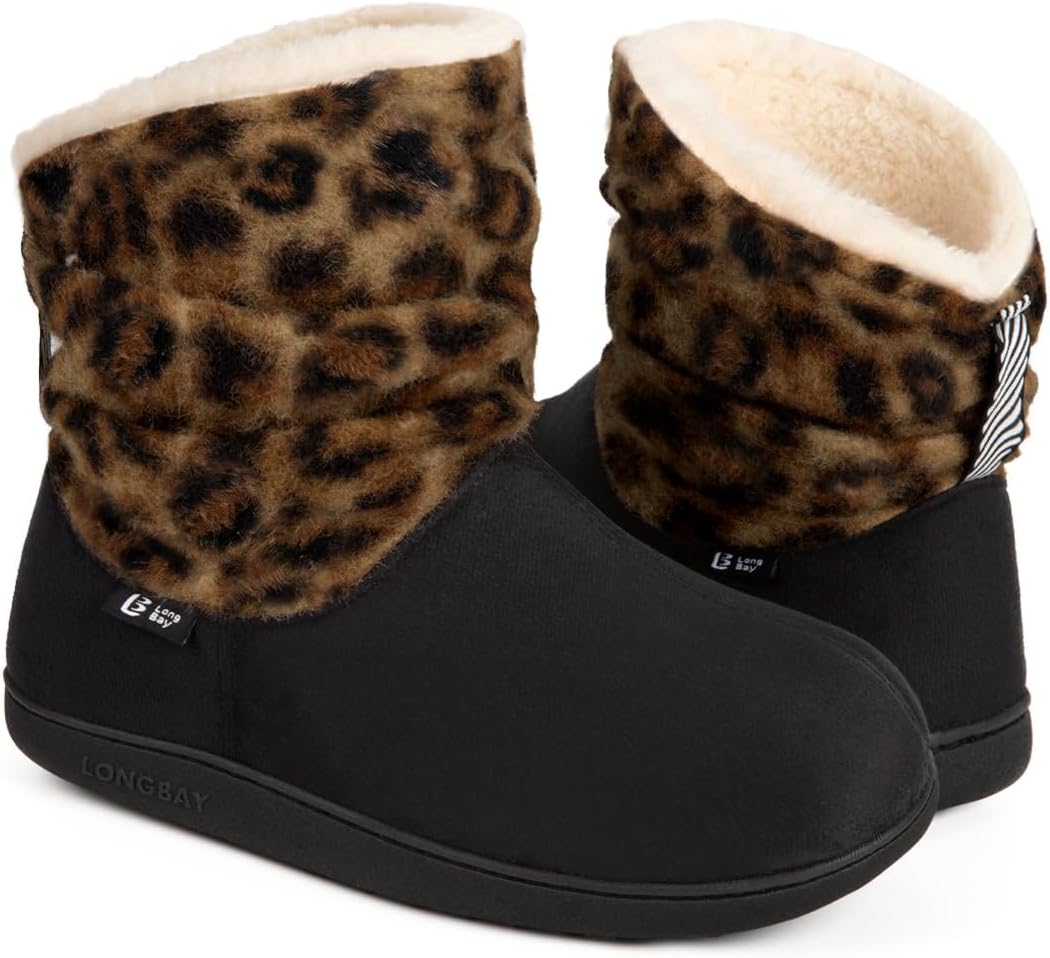 LongBay Slippers Boots for Women Warm Winter Fuzzy Bootie House Shoes Gifts