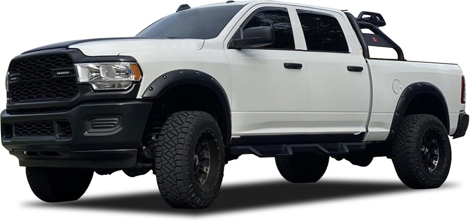 Black Horse Impact Heavy Duty Drop Side Steps Black Compatible with 09-10 Ram 1500|11-18 Ram 1500|19-22 Ram 1500 Classic|2010 Ram 2500/3500|11-23