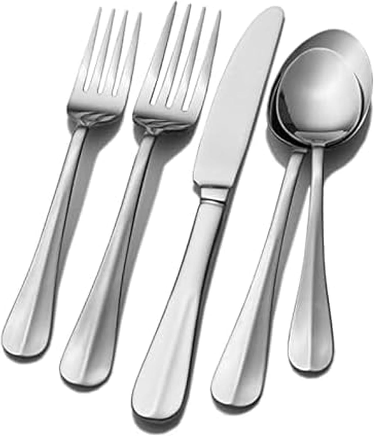 Pfaltzgraff Frost 53-Piece Flatware Set, 18/0 Stainless Steel Silverware Set for 8 with Steak Knives, Serving Pieces, Dishwasher Safe