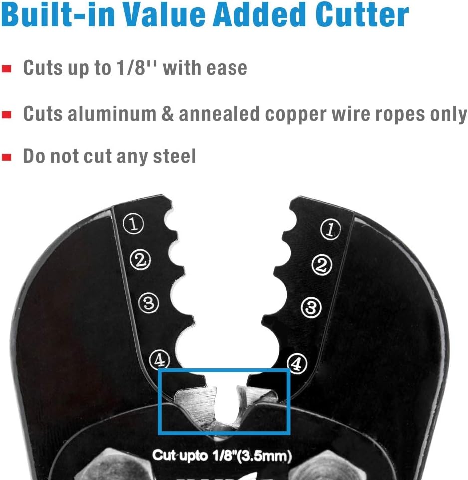 iCrimp Wire Rope Crimping Tool for Aluminum Loop Sleeve, Two Barrel Ferrule, Oval Sleeves, 3/64 in to 1/8 in, Swaging Tool Kit with Wire Rope Cutter