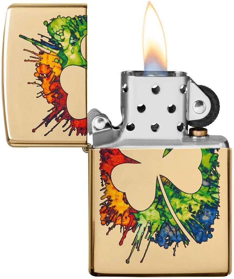 Zippo Clover Design Pocket Lighter, High Polish Chrome, One Size (ZO24699)