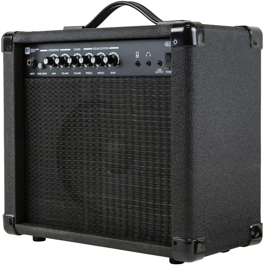 Monoprice 1x8 Guitar Combo Amplifier - Black 20-Watt, 86dB of Gain - 1/4 Inch Input for Guitars, Aux MP3 Input, 3.5mm Headphone Output