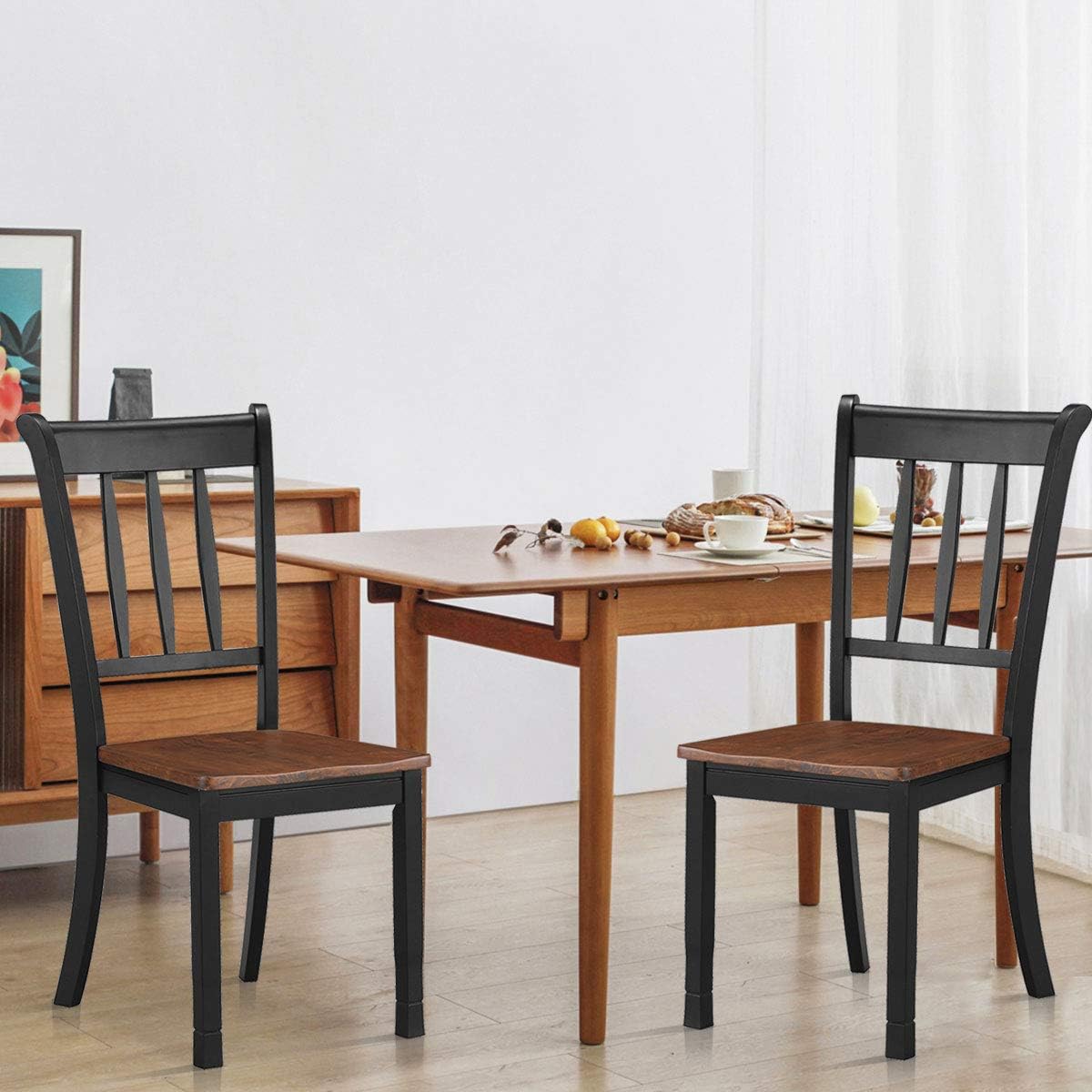 GIANTEX Wood Dining Chairs Set of 2, Armless Kitchen Chairs