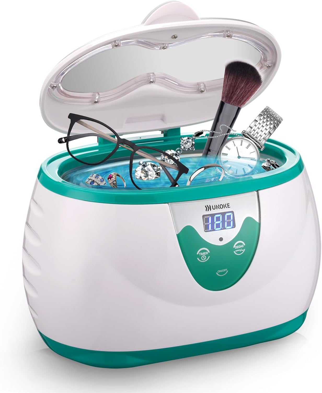 Ukoke UUC06S Ultrasonic Cleaner, Professional Jewelry Cleaner for Eyeglasses, Rings and Watches, 42kHz Portable Sonic Cleaner with 600ml Capacity Stainless Steel Tank