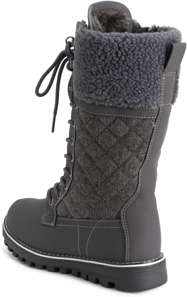 POLAR Womens Faux Fur Warm Thermal Waterproof Outdoor Walking Snow Winter Rubber Sole Calf Boots