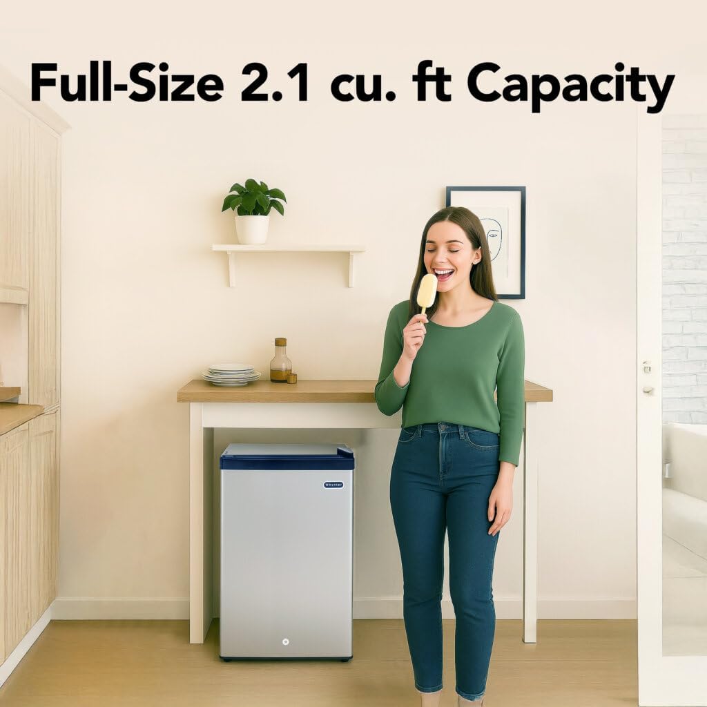 Whynter Upright Freezer 2.1 Cu Ft Lock, Mini Freezer, Stainless CUF-210SS | Adjustable Thermostat and Security Lock, Energy Star Rated, Reversible Door, Adds Compact Frozen Storage at Home