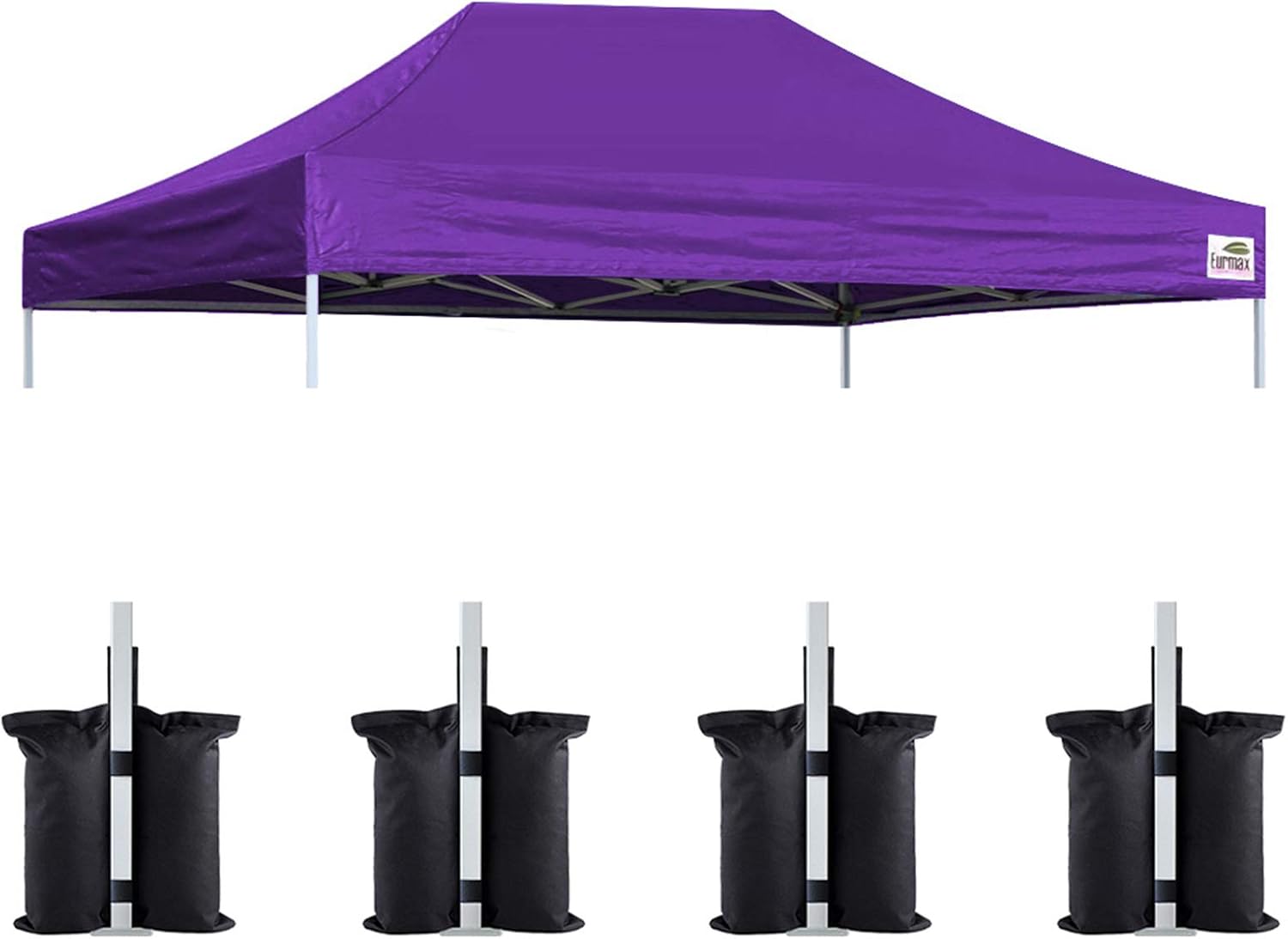 Eurmax USA 10x10 Pop Up Canopy Replacement Top,Universal Instant Canopy Cover ONLY,Heavy Duty UPF 50+ UV Protection,Water & Wind Resistant Tarp,30+ Colors Available,Bonus 4 Sand Bags (White)