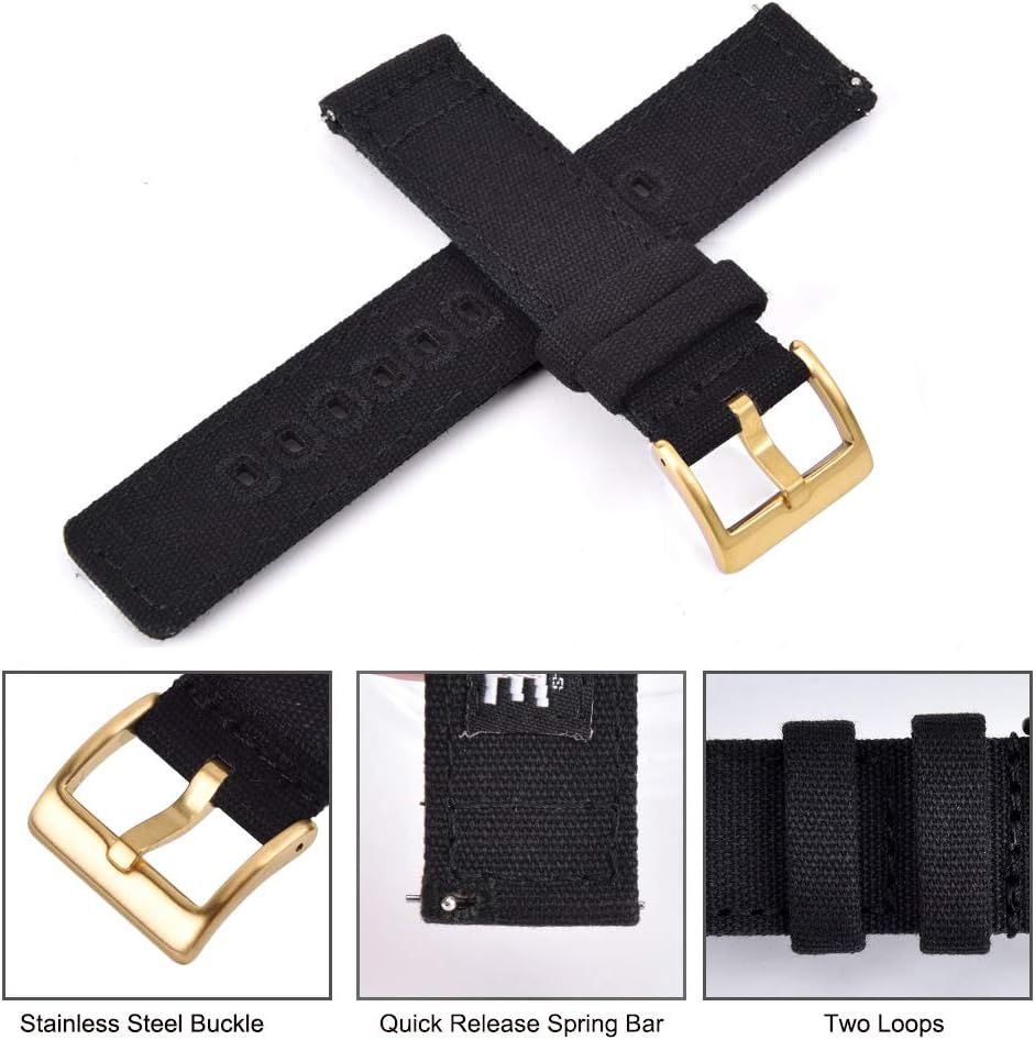 Ritche Christmas Gift Canvas Vintage Quick Release Watch Band 18mm 20mm 22mm 24mm Replacement Watch Straps for Men Women, White Elephant Gifts, Stocking Stuffers for Men, Father's Day gifts