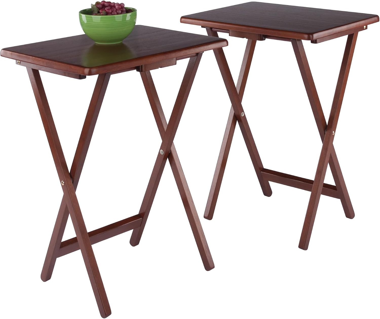 Winsome Alex Set of 2 Foldable Snack Tables, Natural, 26"