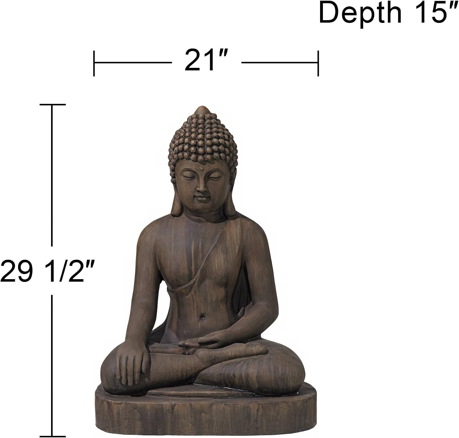 John Timberland Sitting Buddha 29 1/2" High Sandstone Outdoor Statue | Sculpture Zen Asian Japanese Garden Decor Front Porch Patio Yard Outside Home Balcony House Exterior Weathered Light Finish