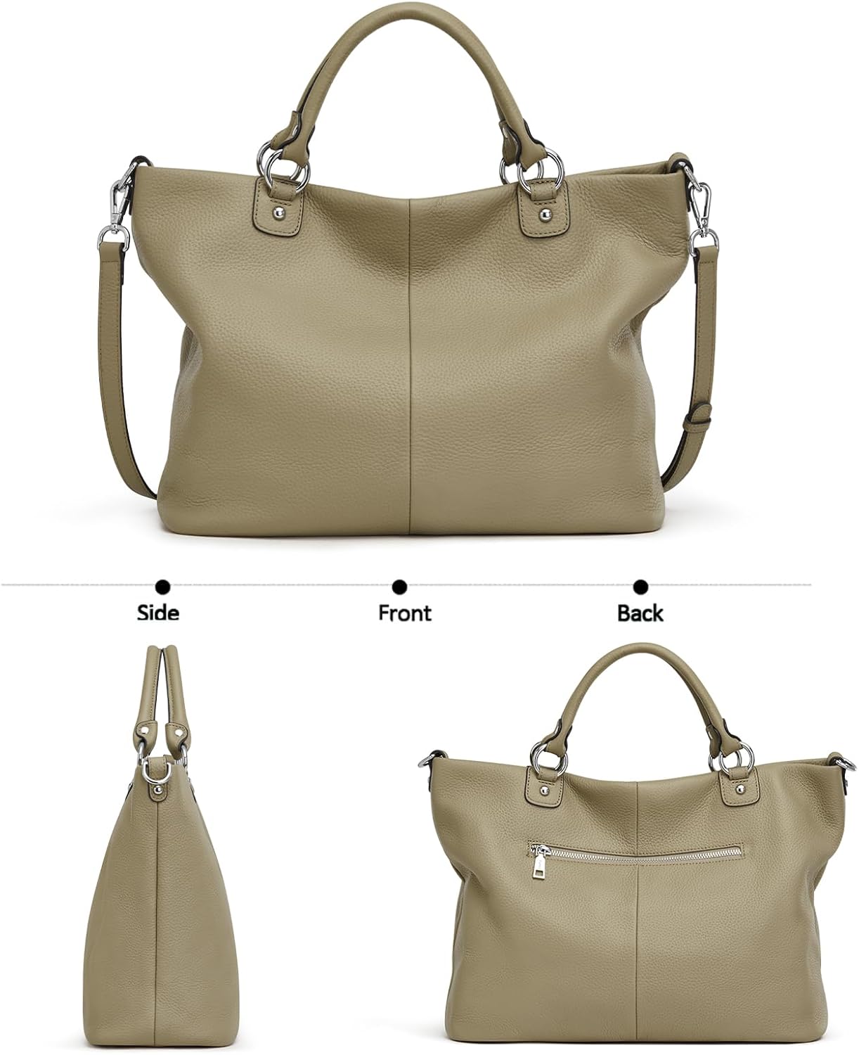 Kattee Genuine Leather Tote Purse for Women, Top Handle Satchel | Soft genuine leather tote with roomy storage and versatile carry for work, shopping, and travel.
