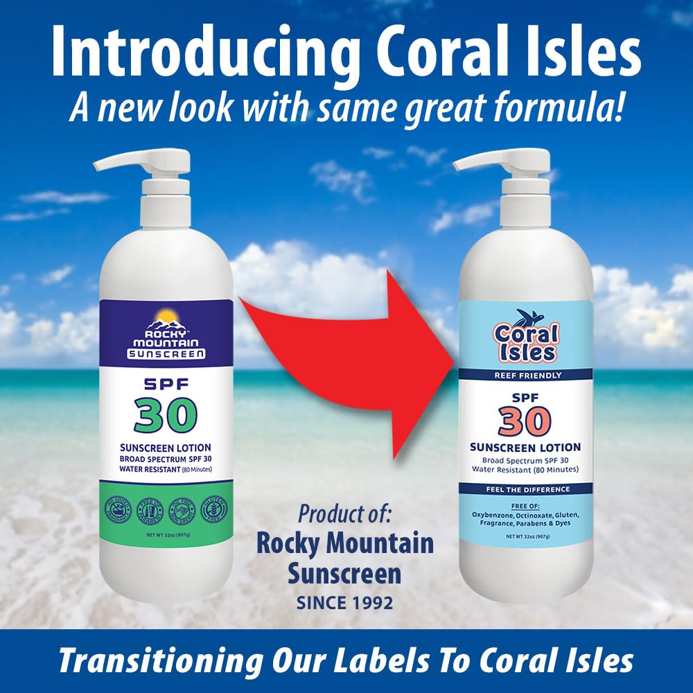Coral Isles SPF 50 Sunscreen Pump Reef Compliant Broad Spectrum 128 Fl Oz